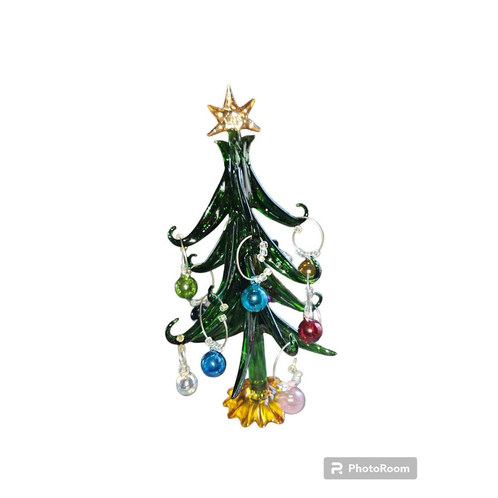 Art Glass Wine Marker Tree 12 Markers On A Decorative Tree Glass Holder